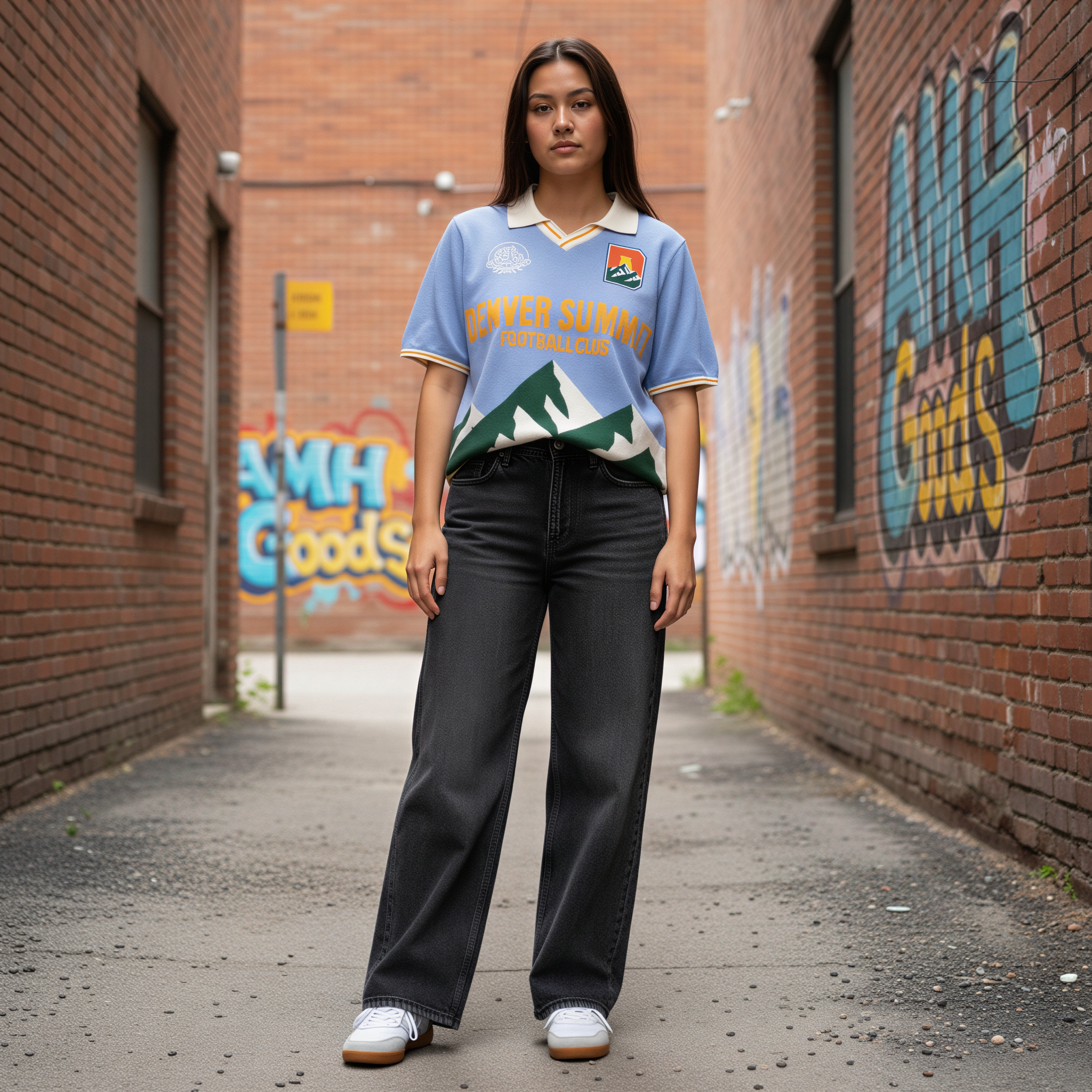 Model wearing Washington Spirit Dead Dirt boutique Knit Polo