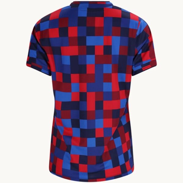 2026/27 Barcelona Women’s Pre-Match Training Jersey back, red and blue checkerboard pattern