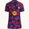 2026/27 Barcelona Women’s Pre-Match Training Jersey front, red and blue checkerboard pattern with Barcelona crest and Spotify sponsor