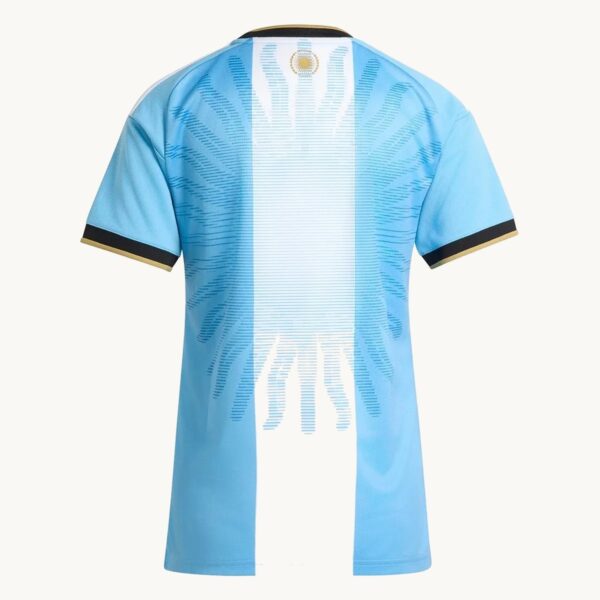 2026 Argentina Anniversary women’s fan jersey, back view on a white background