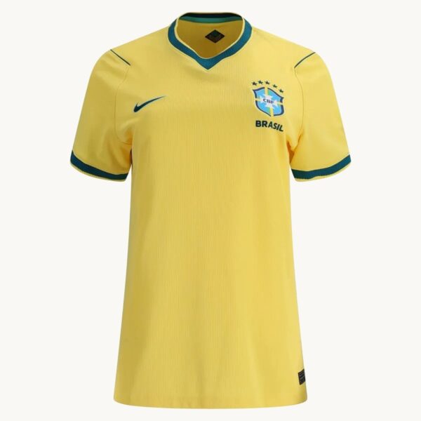 2026 Brazil Home Women's Fan Jersey by Nike, front view, Yellow