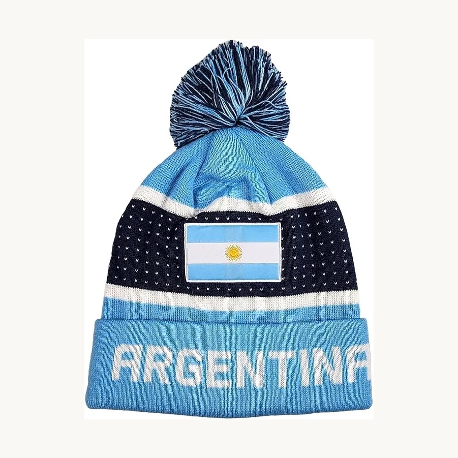 Argentina flag pom beanie