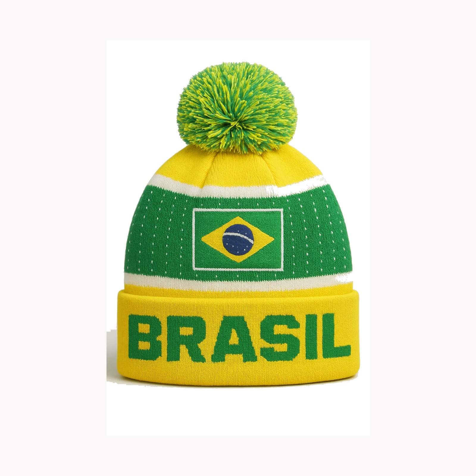 Brazil World Cup Adult Unisex Beanie on a white background