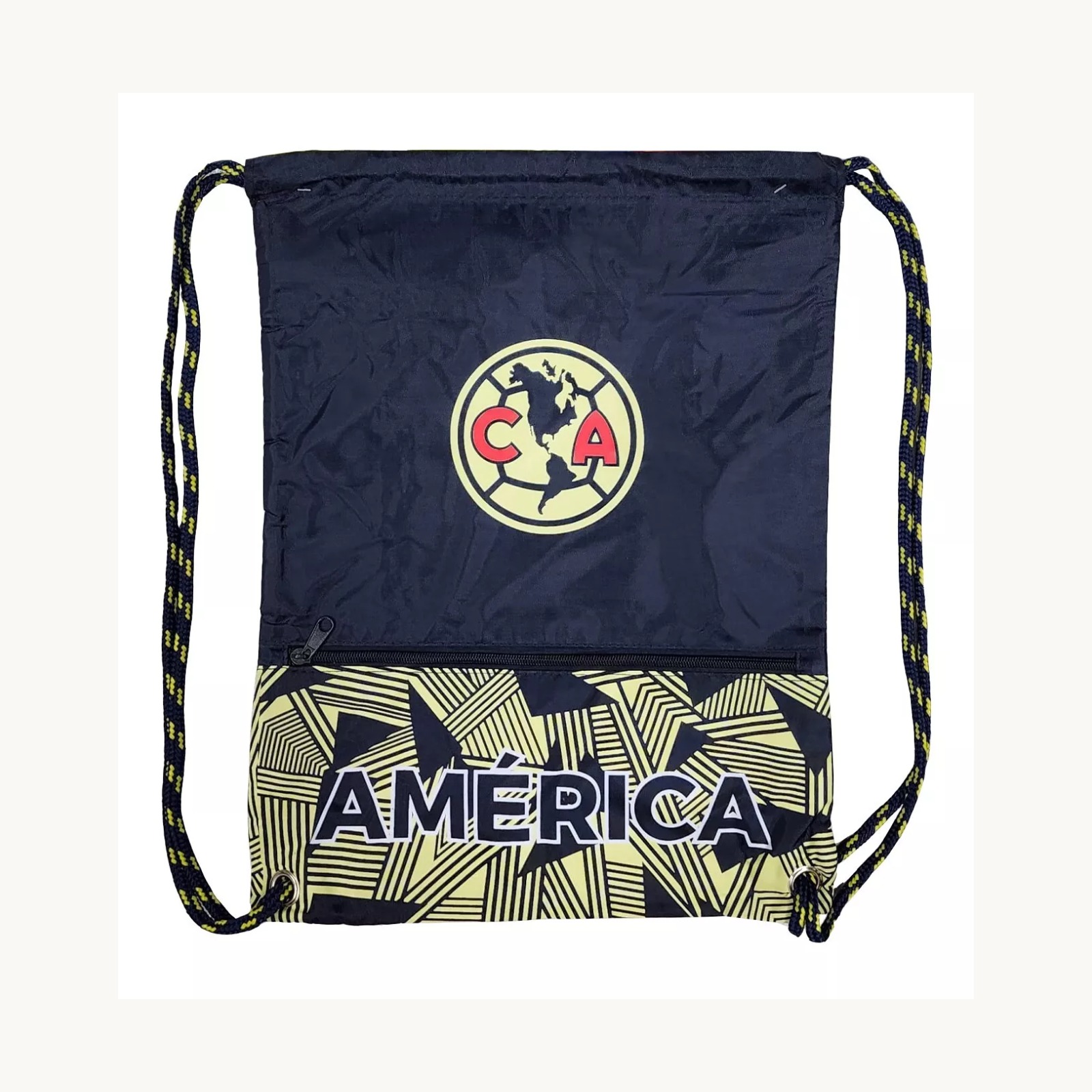 Club America zip pocket cinch bag