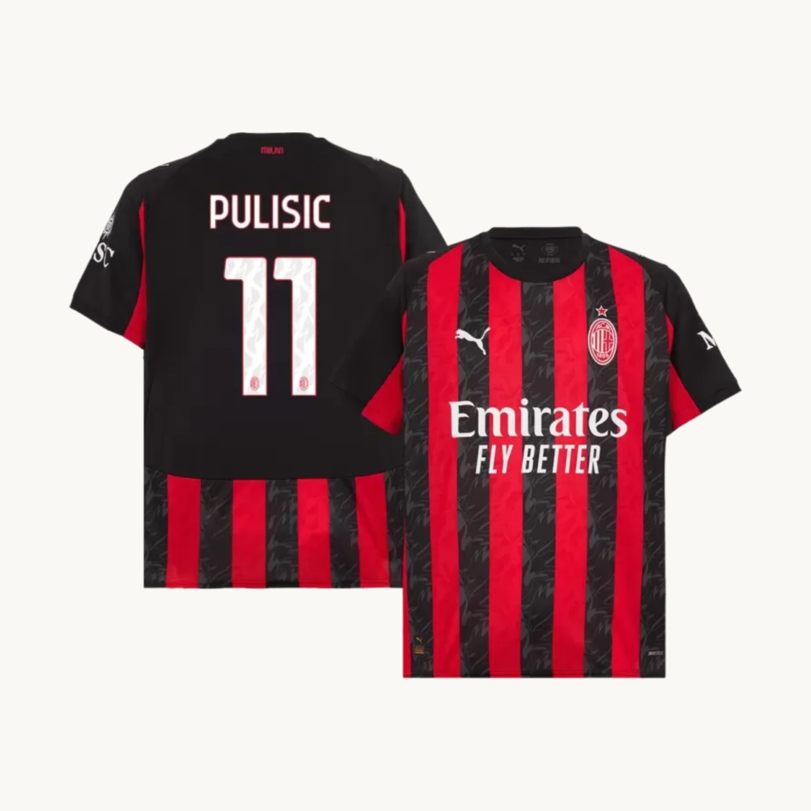 PULISIC #11 AC Milan Home Soccer Jersey 2025/26 Red&Black