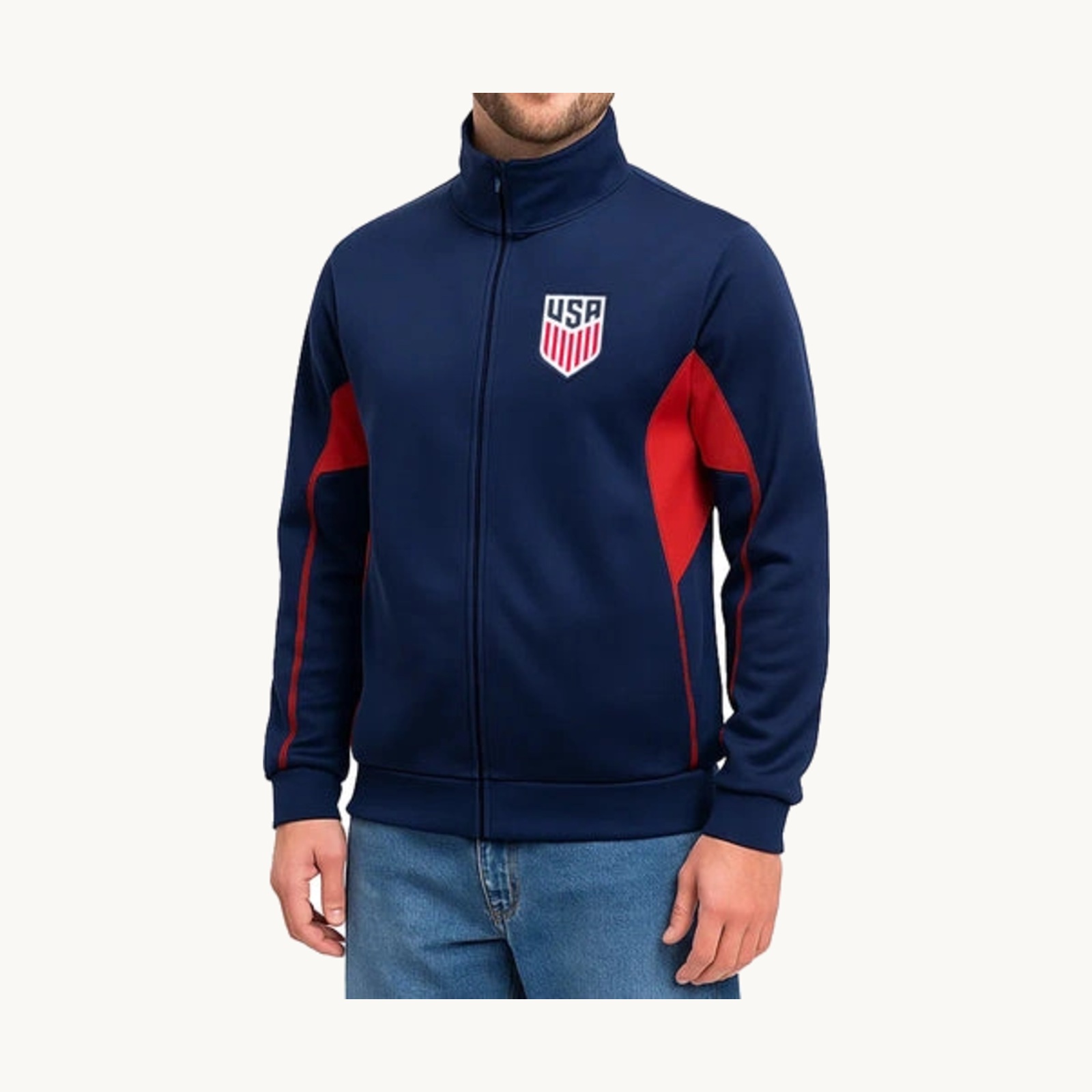 Navy and red USMNT track jacket