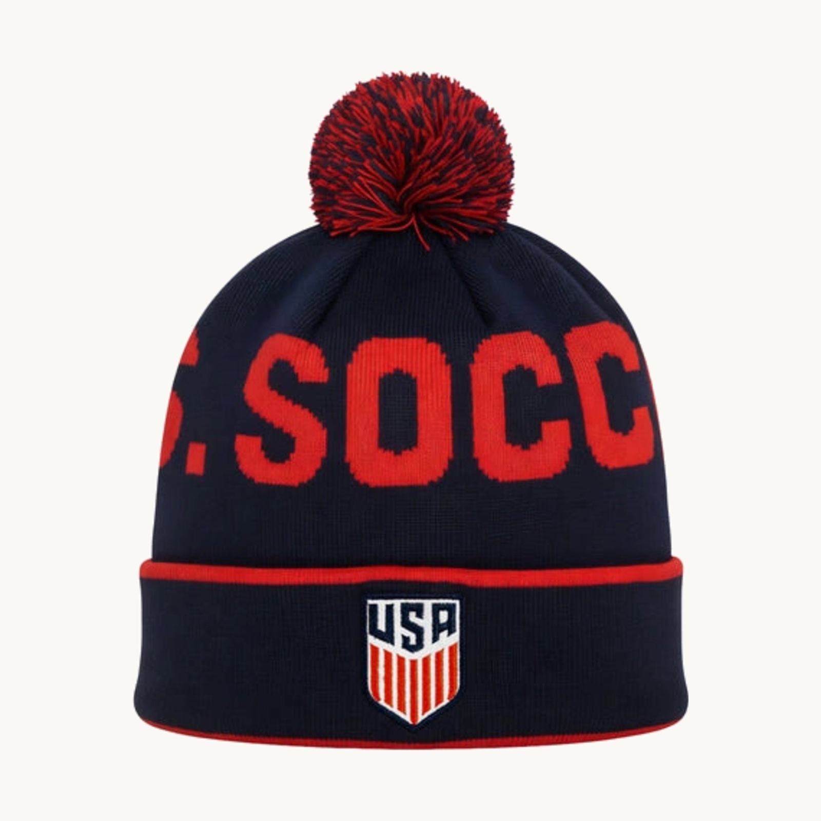 Navy U.S. Soccer pom beanie