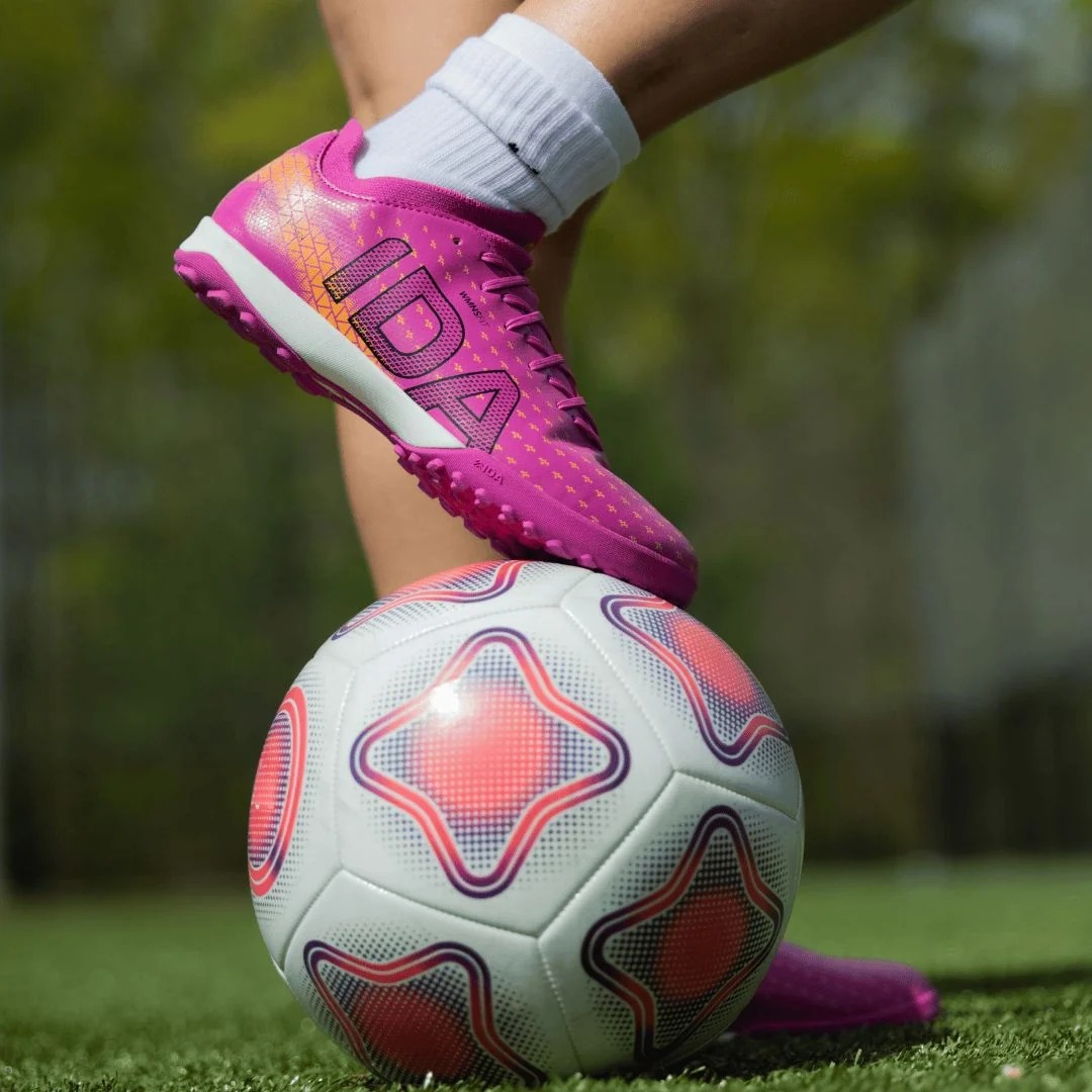 IDA Helia Club Turf Dark Pink / Peach soccer shoes, lifestyle view