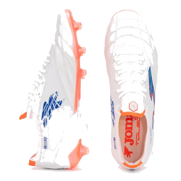 Joma Toledo Cup 2602 Women's Firm Ground Soccer Cleats - White on a white background