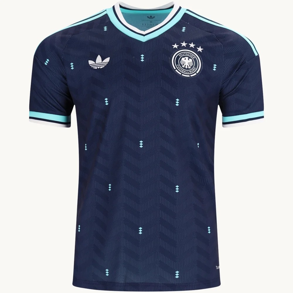 Men’s Fan adidas Germany Away Jersey 2026 front, navy with mint trim, adidas trefoil and the German Football Association crest