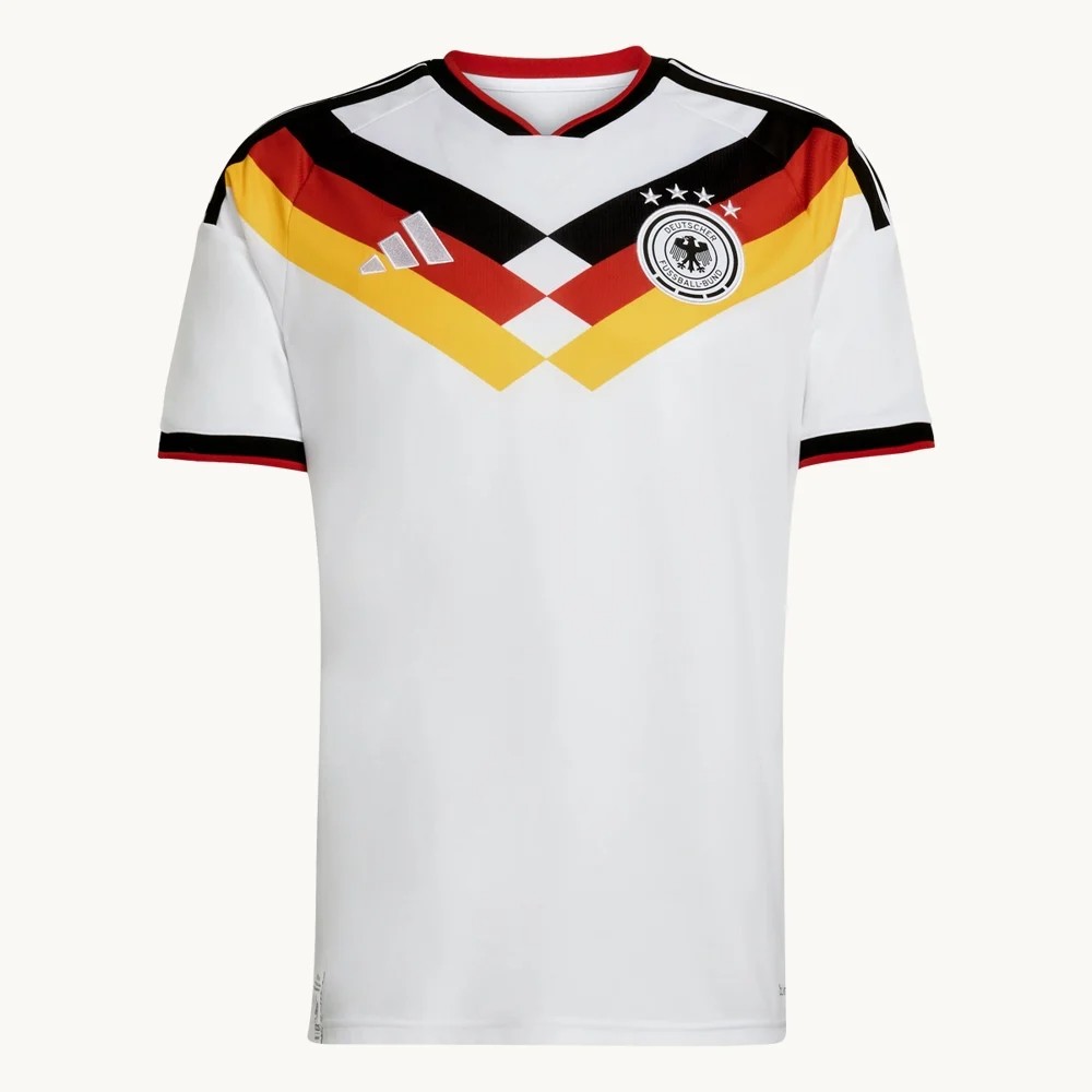 Men’s Fan adidas Germany Home Jersey 2026 front, white with the black red and gold chevron across the chest and the German Football Association crest