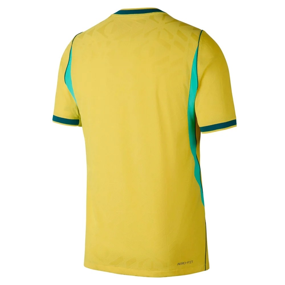 Men’s Player Nike Brazil Home Jersey 2026 back, yellow with green shoulder and sleeve trim