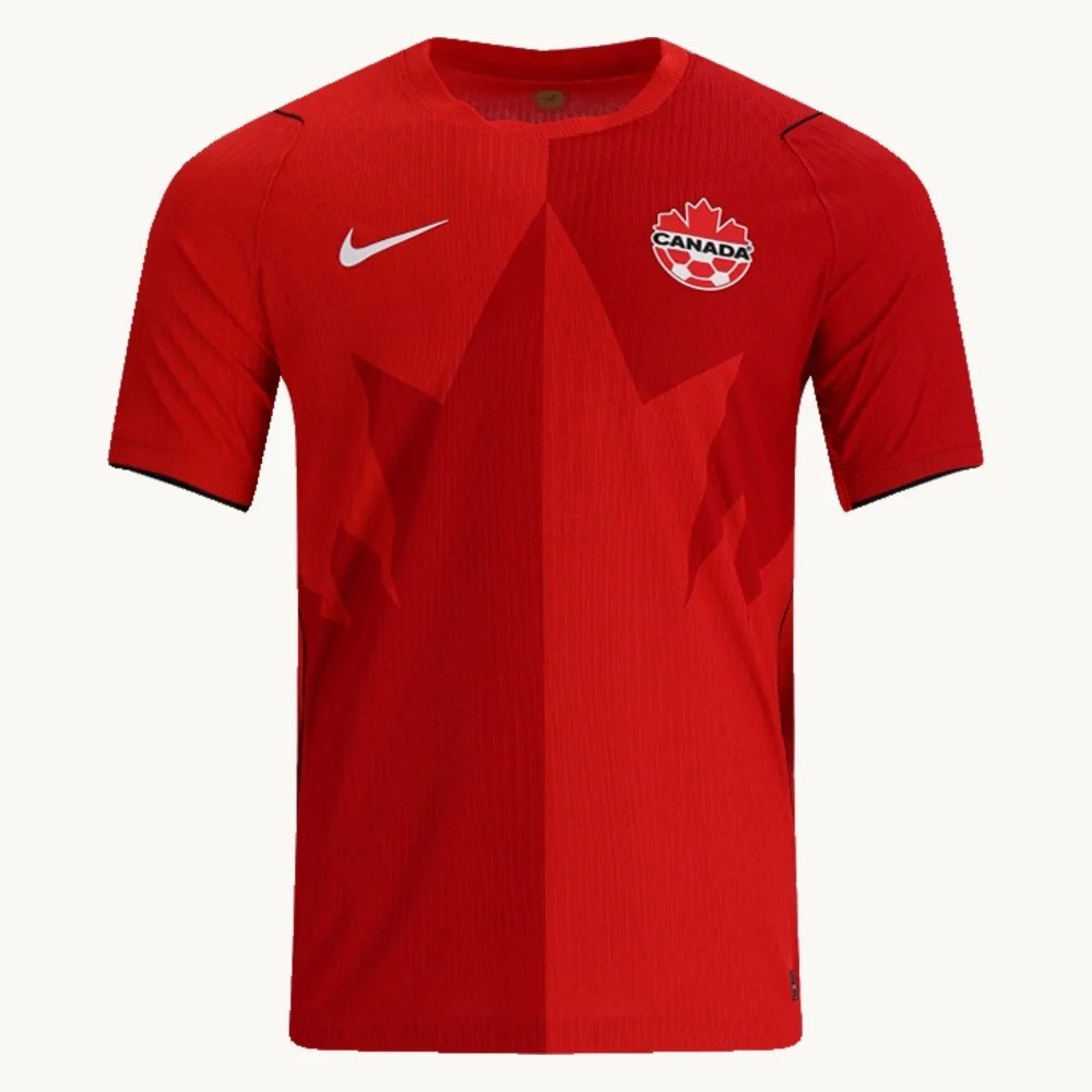 Men’s Player Nike Canada Home Jersey 2026 front, red with the Nike swoosh and the Canada Soccer maple leaf crest