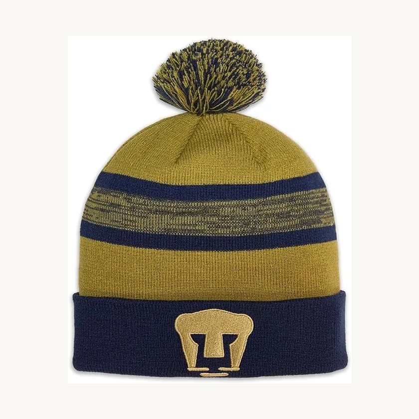 Pumas UNAM gold pom beanie