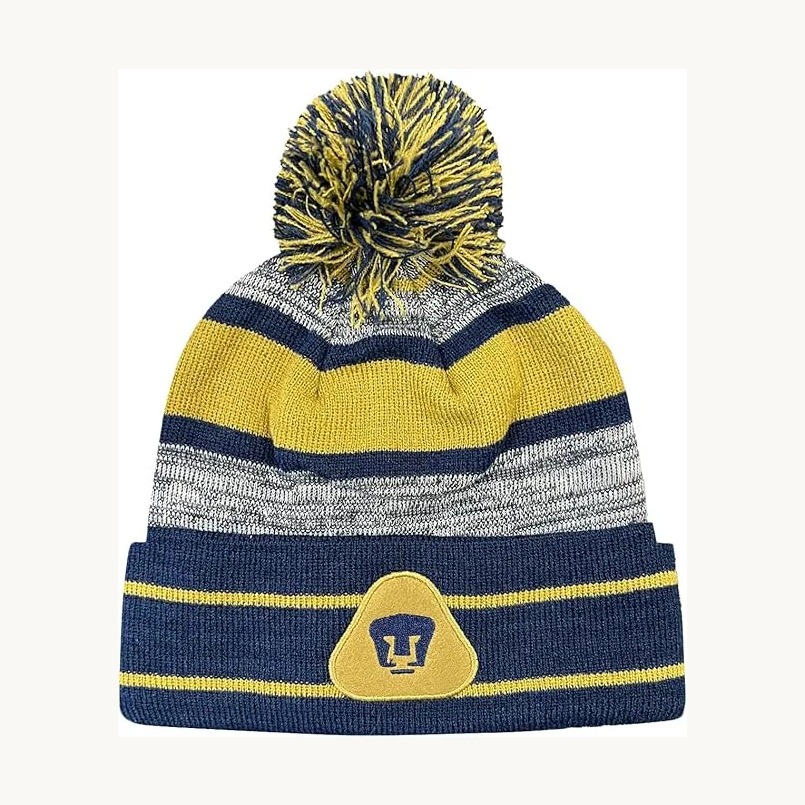 Pumas UNAM striped pom beanie