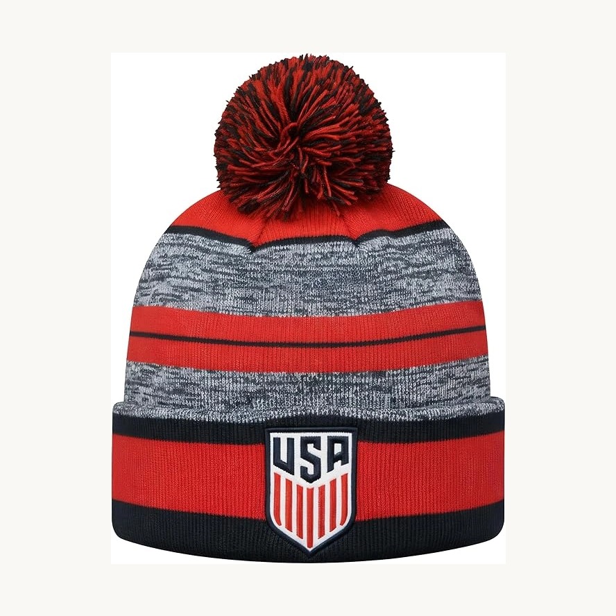 U.S. Soccer striped pom beanie